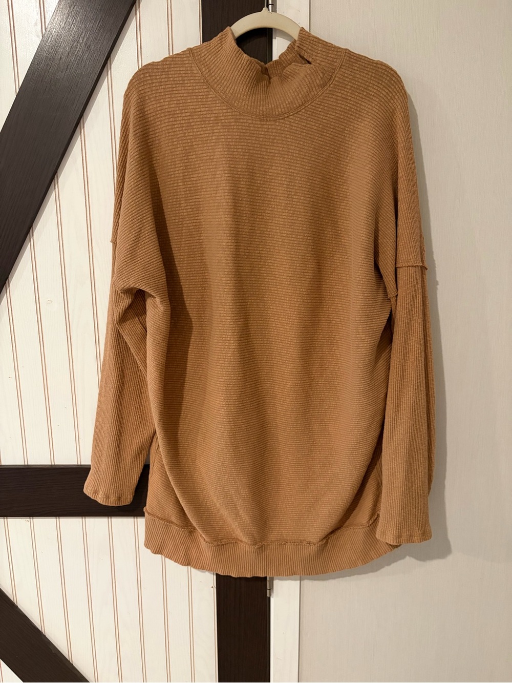 We The Free Sweater Womens XLarge Tan Caramel Mock Turtle Neck Tunic Pullover - Picture 2 of 10